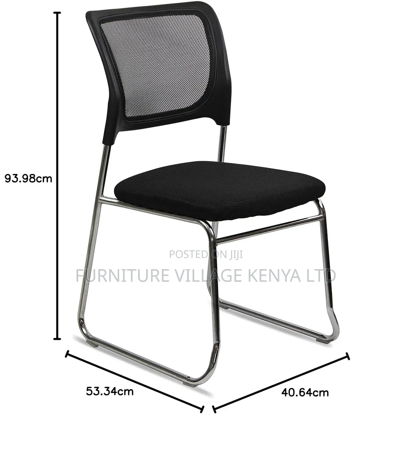 Office Chair; Mesh Chrome Non Swivel Guest Office Chair
