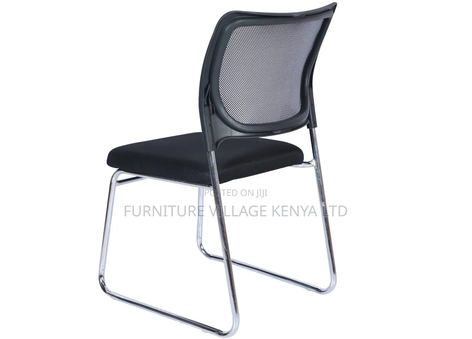 Office Chair; Mesh Chrome Non Swivel Guest Office Chair