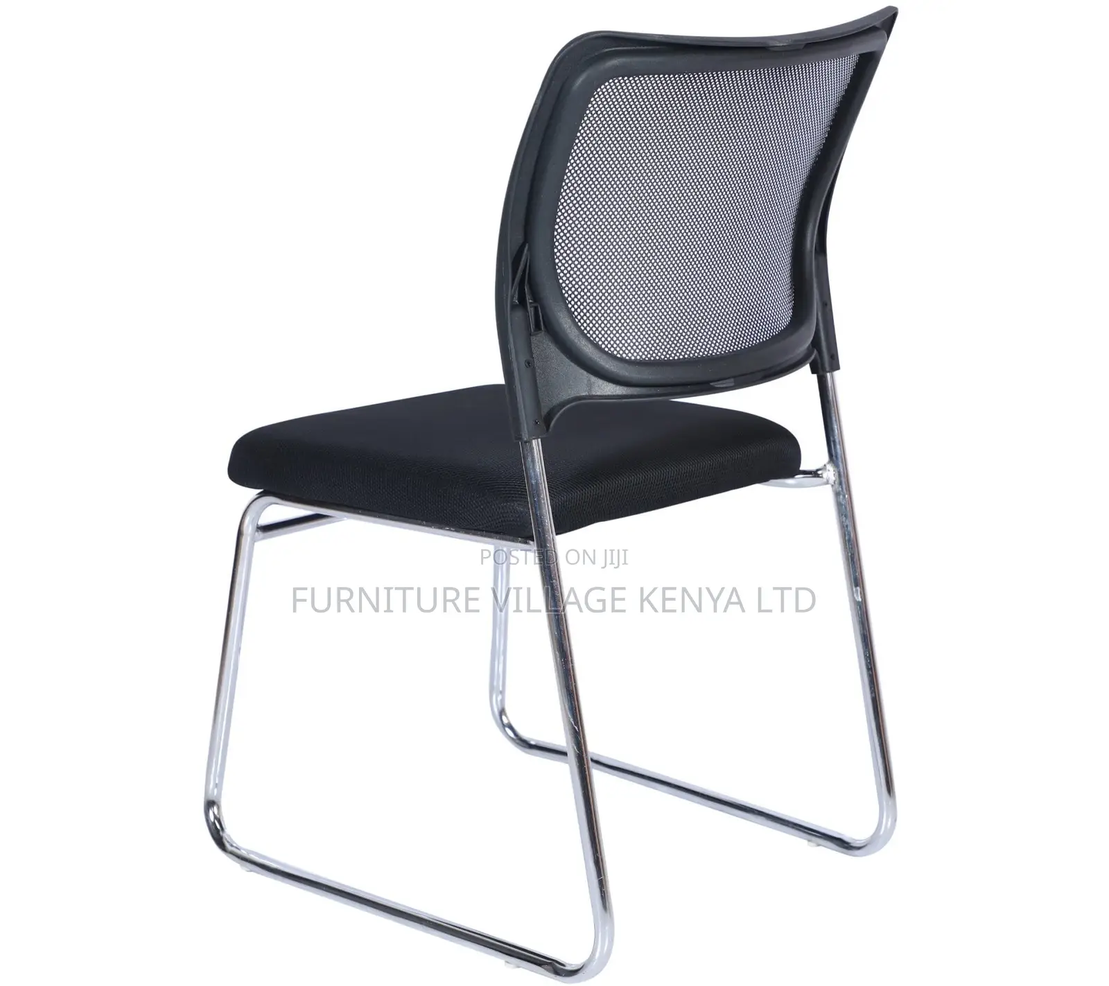 Office Chair; Mesh Chrome Non Swivel Guest Office Chair