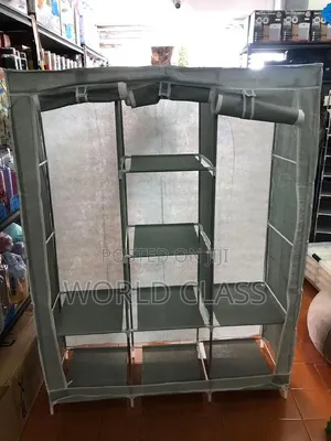 3-Column Grey Portable Metallic Wardrobe