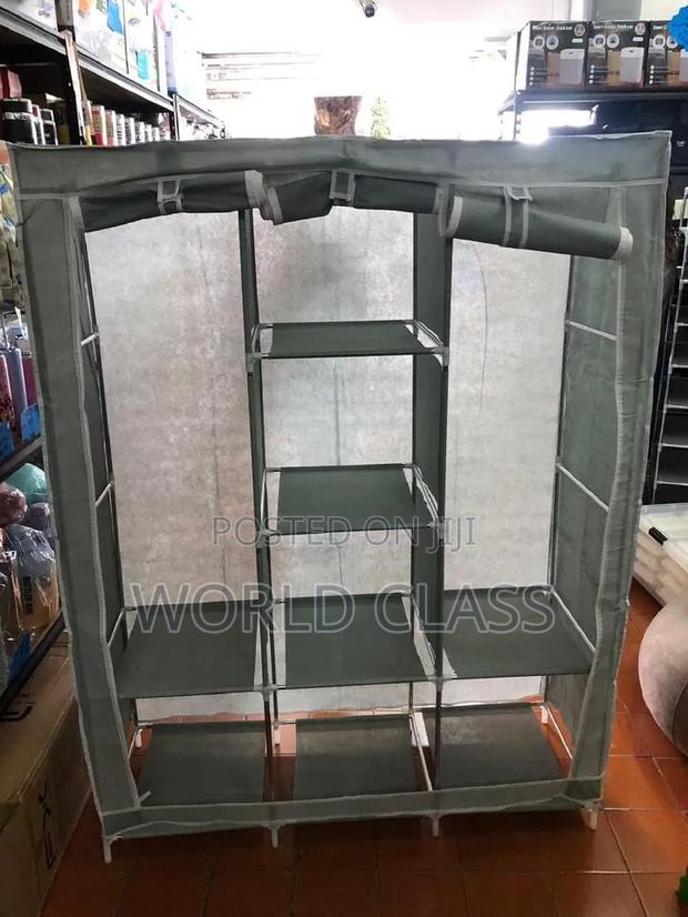 3-Column Grey Portable Metallic Wardrobe - main view