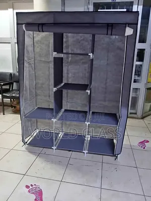 3-Column Grey Portable Metallic Wardrobe