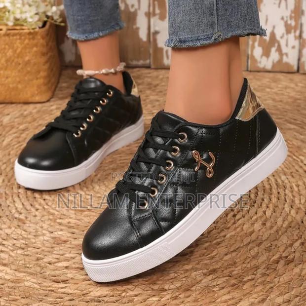 Women's Quilted Low-Top Platform Sneakers. - main view