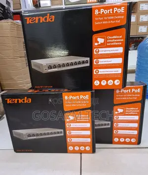 Tenda 8-Port PoE Switch – 63W CCTV Camera Network Solution