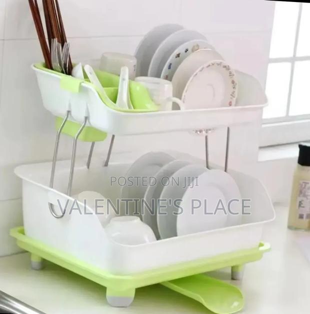 2 Tier Plastic Dish Rack Now Available Colours Green Blue - thumbnail 2