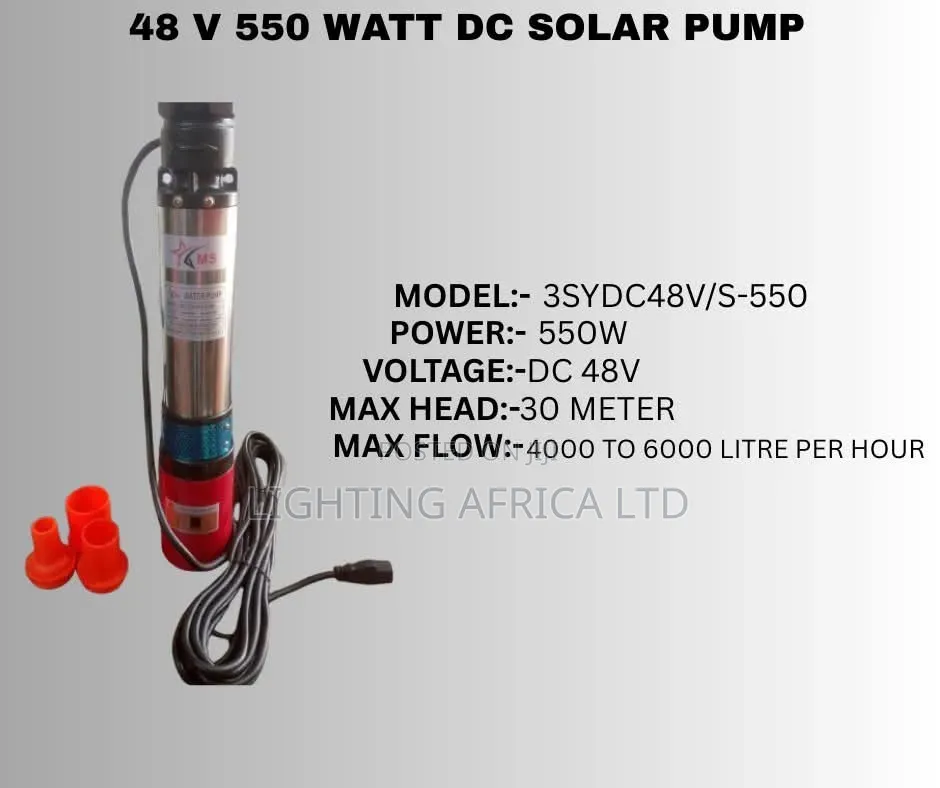 50 Meters Head 3m^3 Flow - 500W Solar Panel Submersible Pump