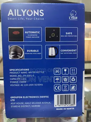 Ailyons 2L Stainless Steel Electric Kettle
