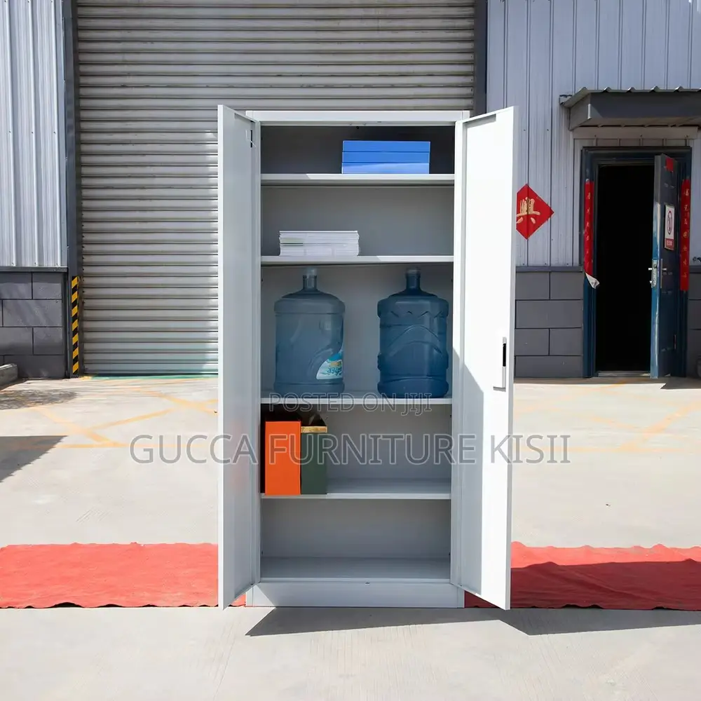 Office Cabinet; Grey 2-Door Steel Office Cabinet