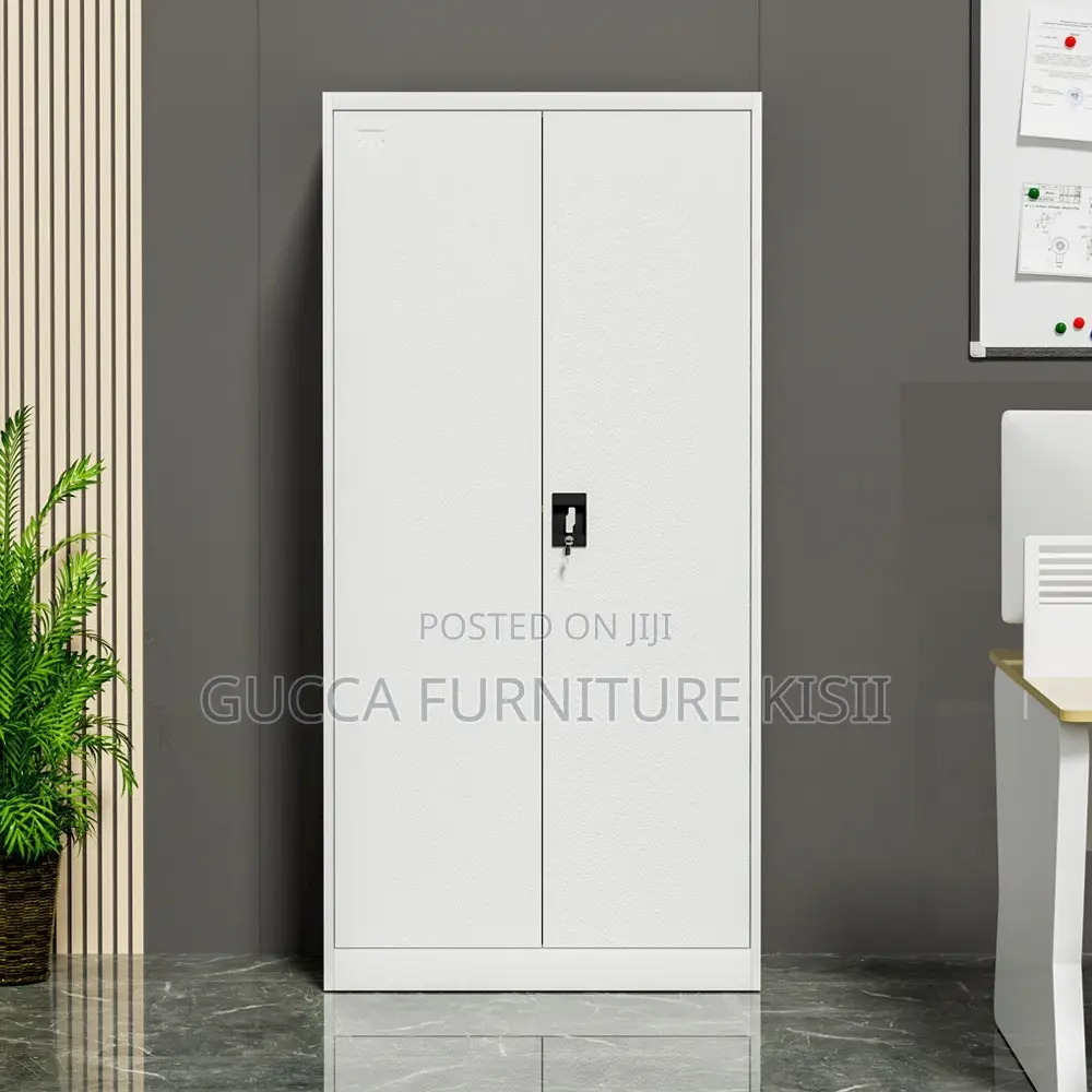 Office Cabinet; Grey 2-Door Steel Office Cabinet