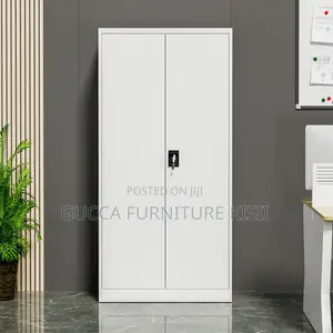 Office Cabinet; Grey 2-Door Steel Office Cabinet