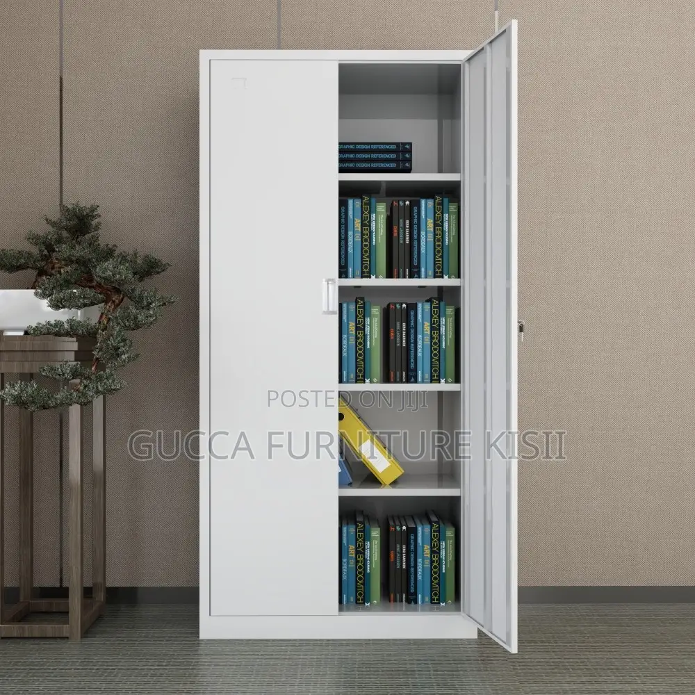 Office Cabinet; Grey 2-Door Steel Office Cabinet