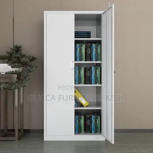 Office Cabinet; Grey 2-Door Steel Office Cabinet