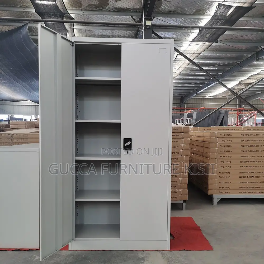 Office Cabinet; Grey 2-Door Steel Office Cabinet