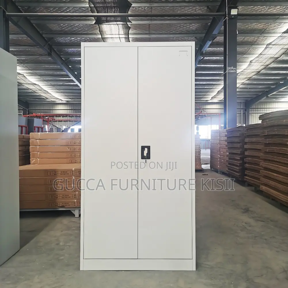 Office Cabinet; Grey 2-Door Steel Office Cabinet