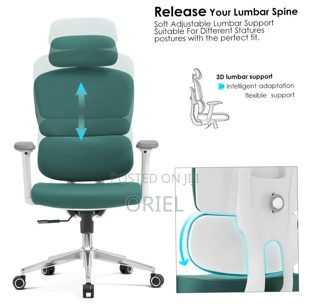 Office Chair : Orthopedic Green Fabric Office Chair