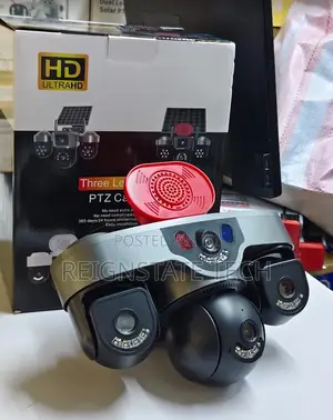 4G Triple Lens Simcard Solar Powered PTZ Cameras With Siren
