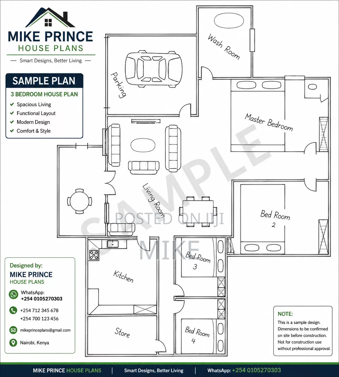 House Plan Design -Modern 3 Bedroom House