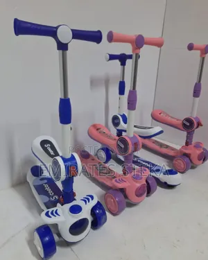 Adjustable Kids Scooter With Seat Light Up Wheels Music Foldable