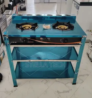Heavy Duty Rebune Double Burner Standing Gas Stove With Shelves