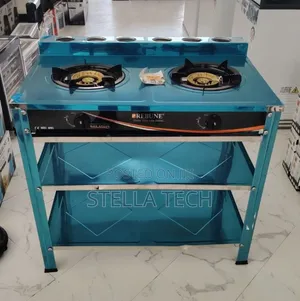 Heavy Duty Rebune Double Burner Standing Gas Stove With Shelves