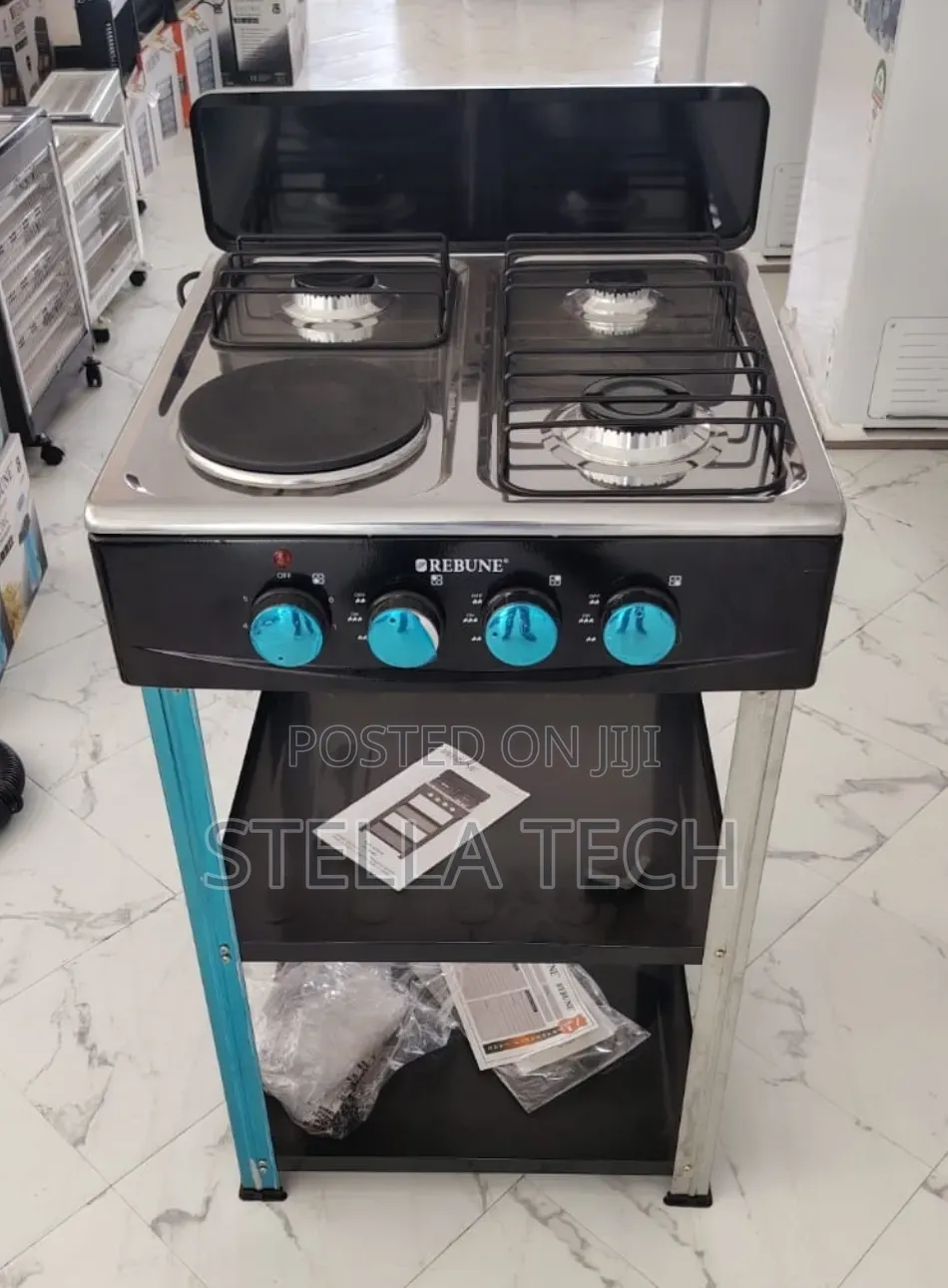 Rebune 3gas +1 Electric Burner Standing Gas Stove With Shelves