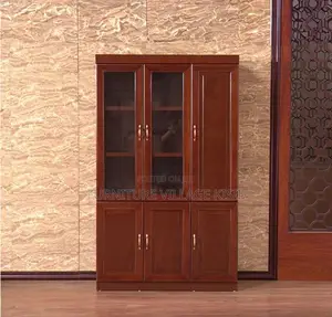 Cabinet: 3-Door Executive Mahogany Cabinet.