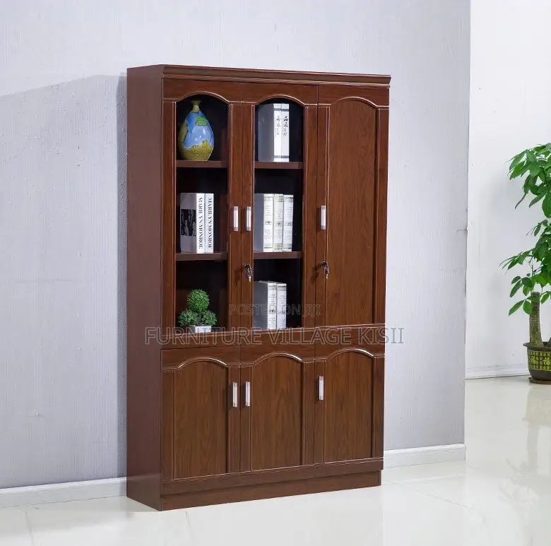 Cabinet: 3-Door Executive Mahogany Cabinet.