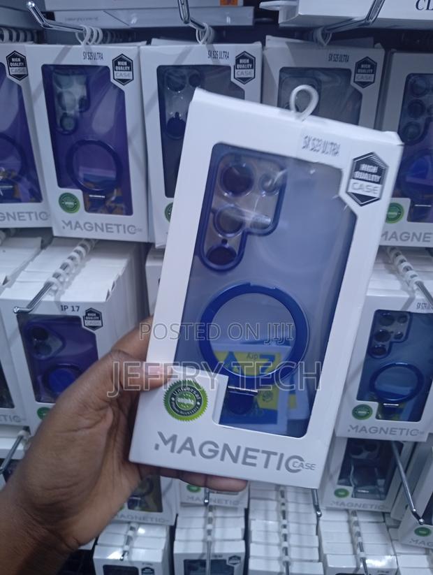 Blue Samsung Galaxy S23 Ultra Magnetic Ring-Stand Case - thumbnail 2