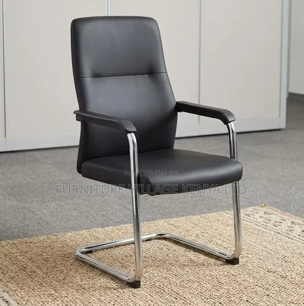 Waiting Chair; Executive Leather Mid Back Visitor's Waiting Seat.