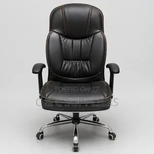 Black Leather Generic Swivel Chair.