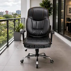 Black Leather Generic Swivel Chair.