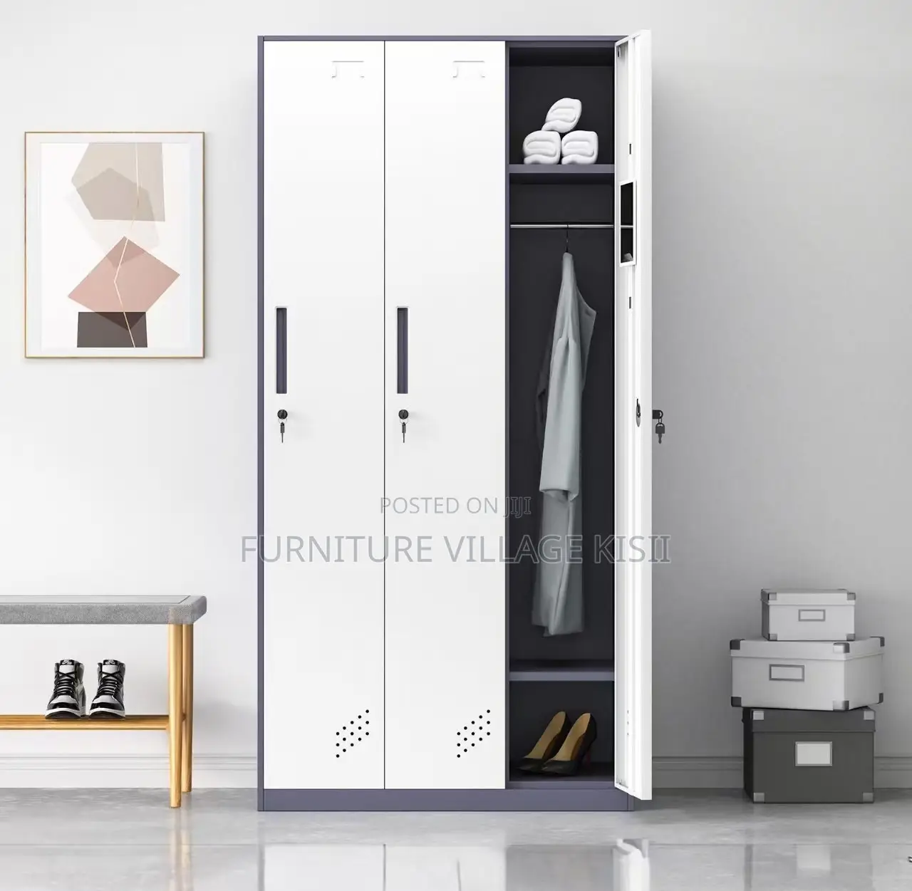Locker Cabinet: 3-Door Steel Storage Cabinet
