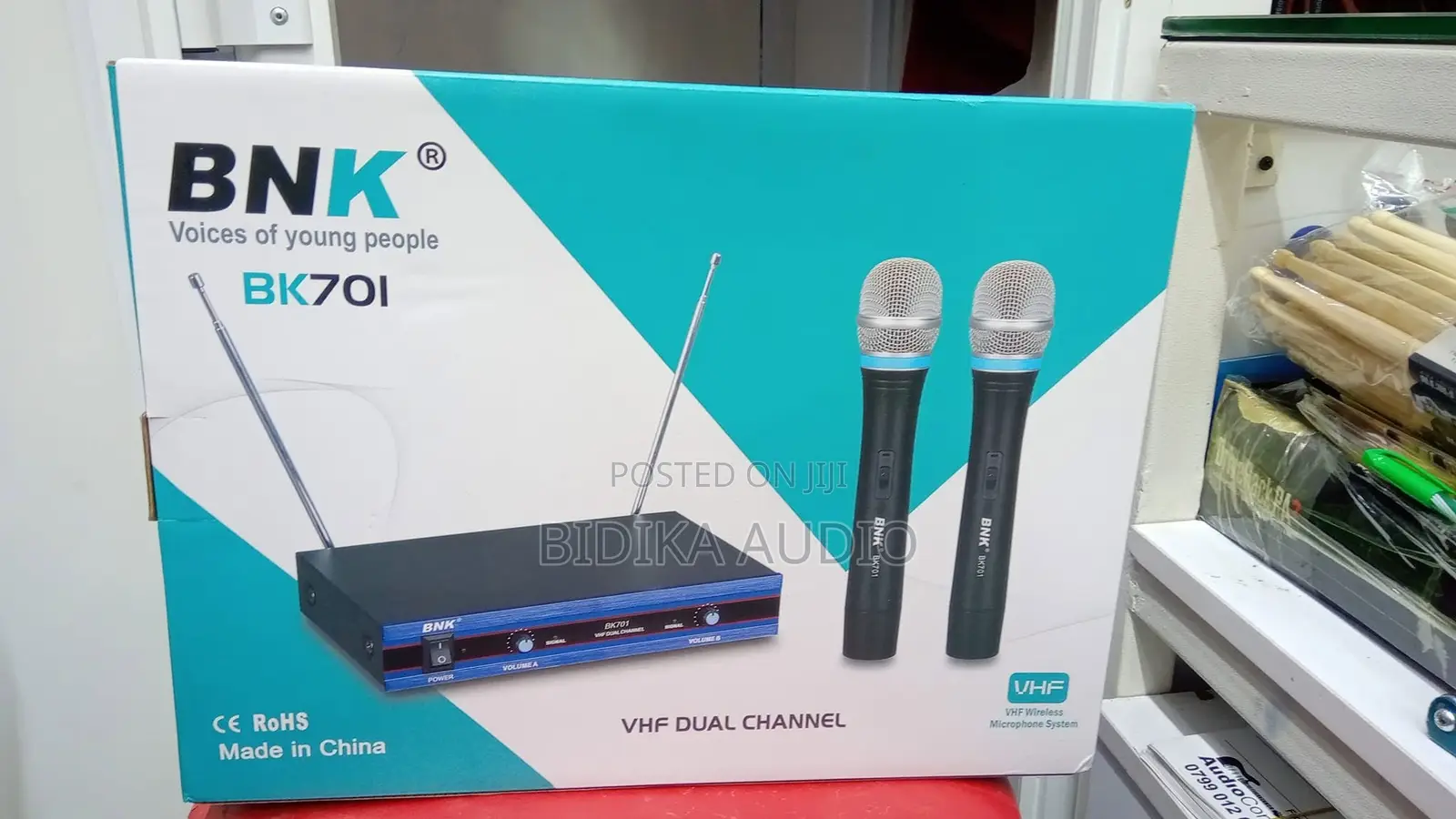 BNK BK701 Cordless Dual Handheld Karaoke Microphone Set With Slim Rece