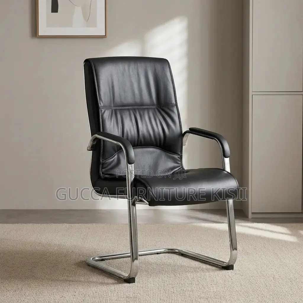 Office Chairs; Chrome Based Leather Office Visitors Chairs
