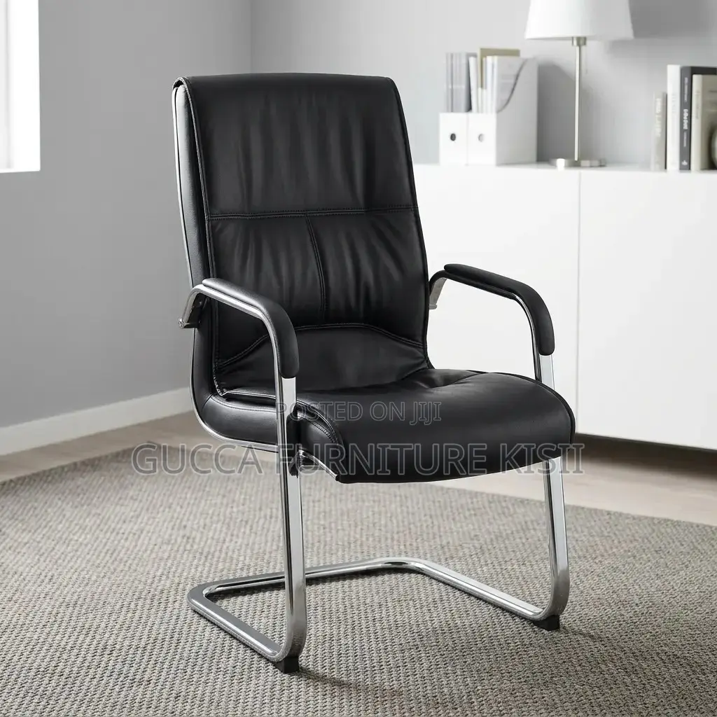 Office Chairs; Chrome Based Leather Office Visitors Chairs