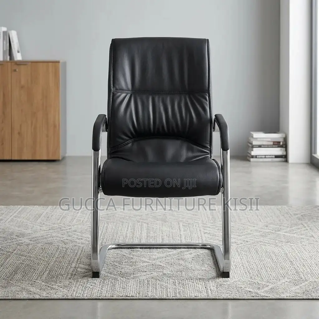Office Chairs; Chrome Based Leather Office Visitors Chairs