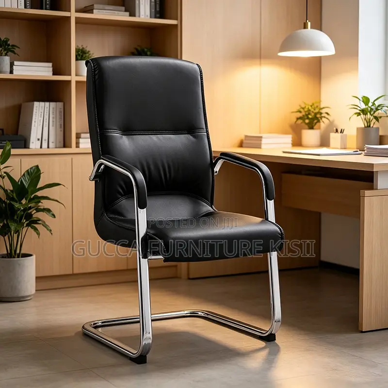 Office Chairs; Chrome Based Leather Office Visitors Chairs