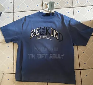 Blue Distressed Balenciaga Graphic Tee