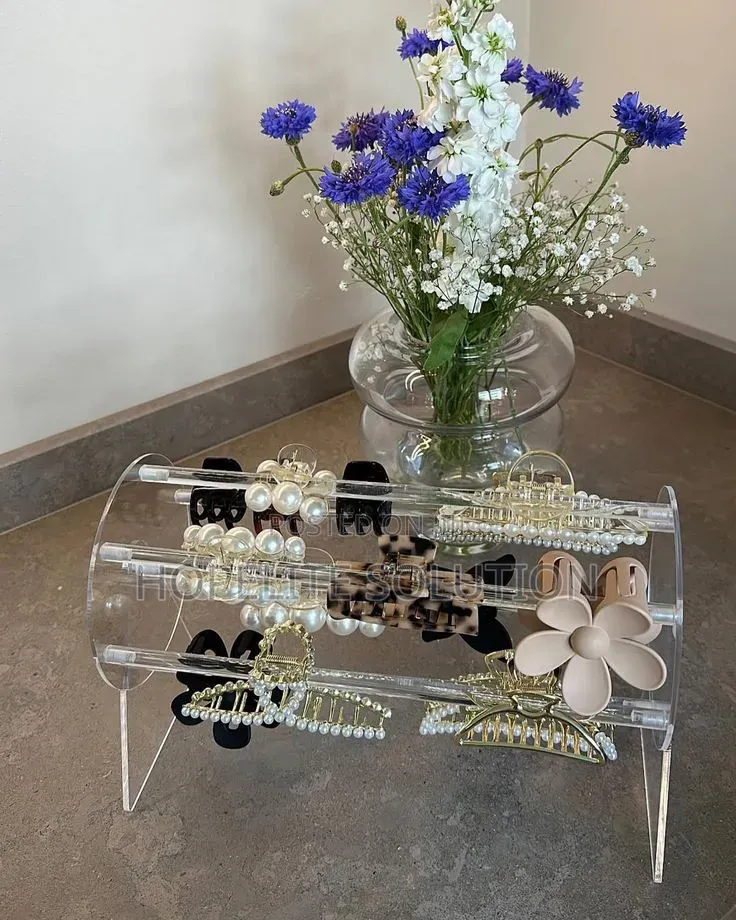 360°Rotating Acrylic Headband Holder/Claw Clip Organizer