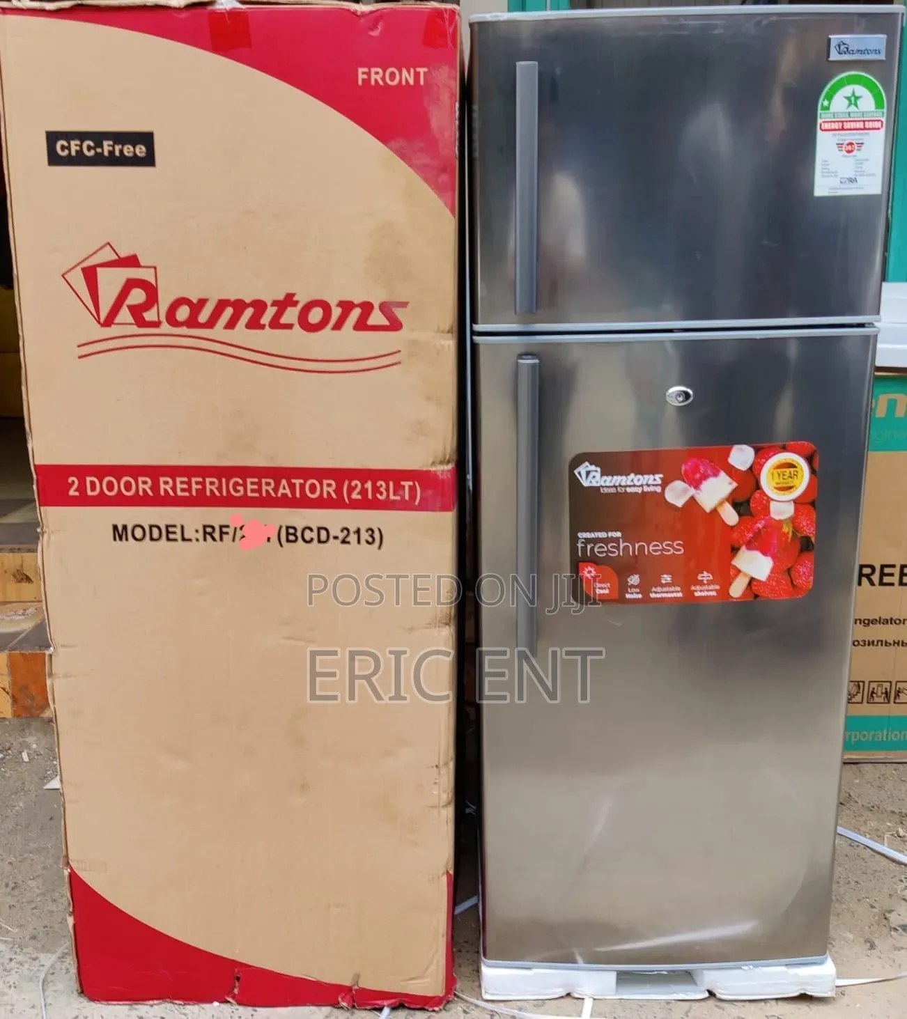 Ramtons RF/244- 2 Door Direct Cool Fridge - 213 Liters - Titan