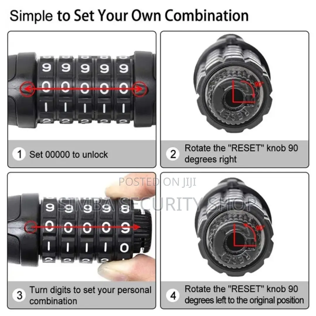 5 Digit Combination Bike Cable Lock Bicycle With Mounting Bracket Wire