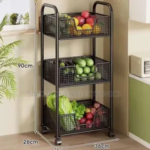 3 Layer Rotating Multifunctional Mesh Design Storage Trolley Rack