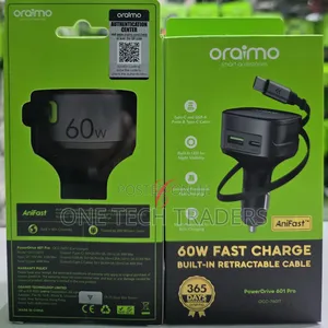 Car Charger With Built- In Rectractable Cable 60w