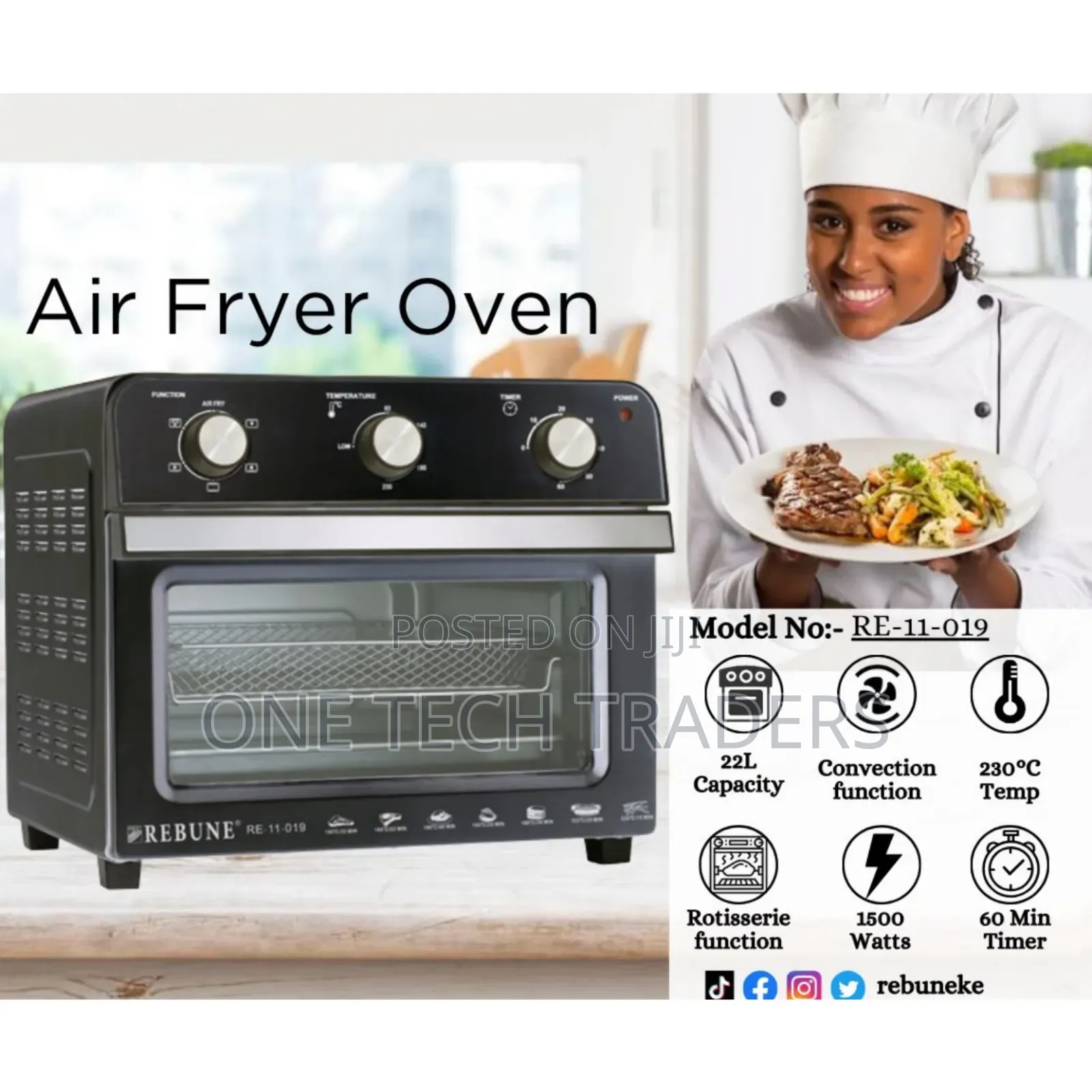 Rebune 22Litres Airfryer Oven