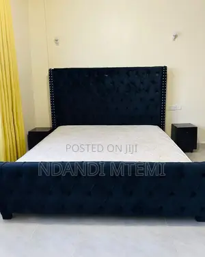 6*6 Modern Tufted Bed + Dr. Mattress + 2 Bedside Tables