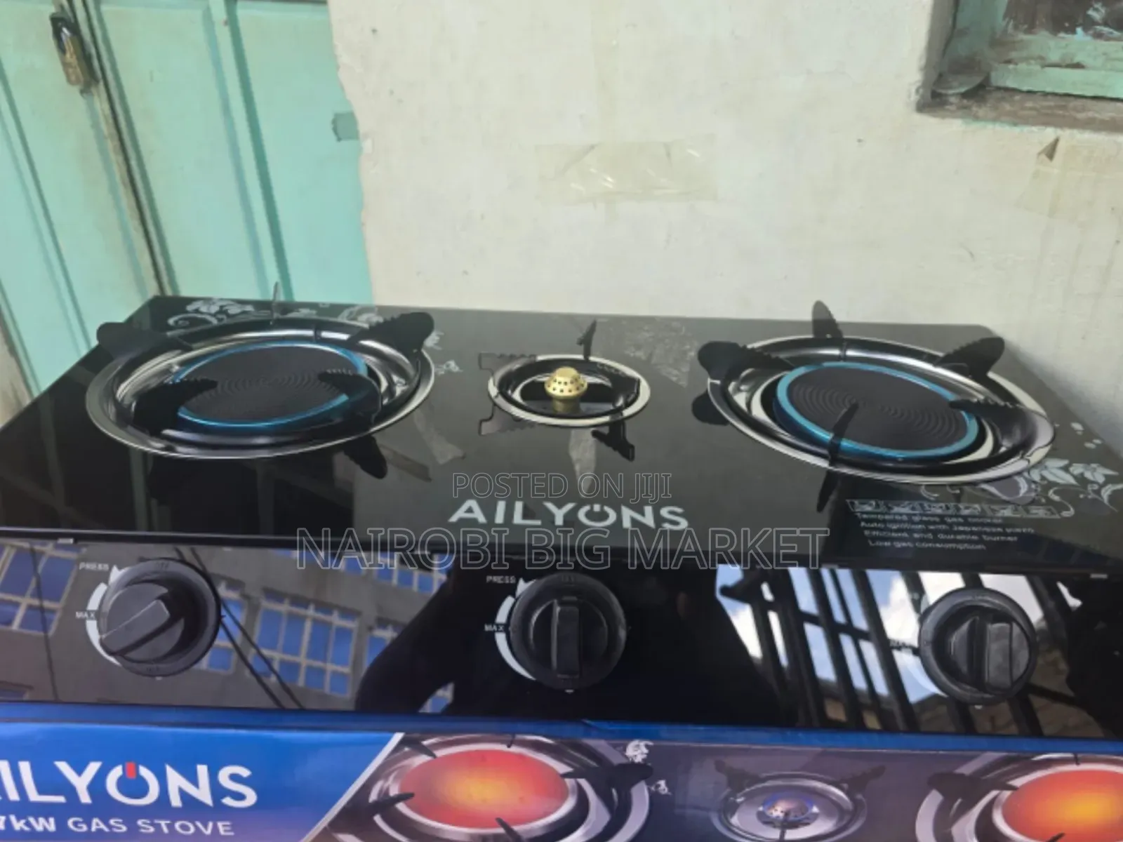 Ailyons 3 Burner Glass Top Gas Cooker Infrared Double Burner