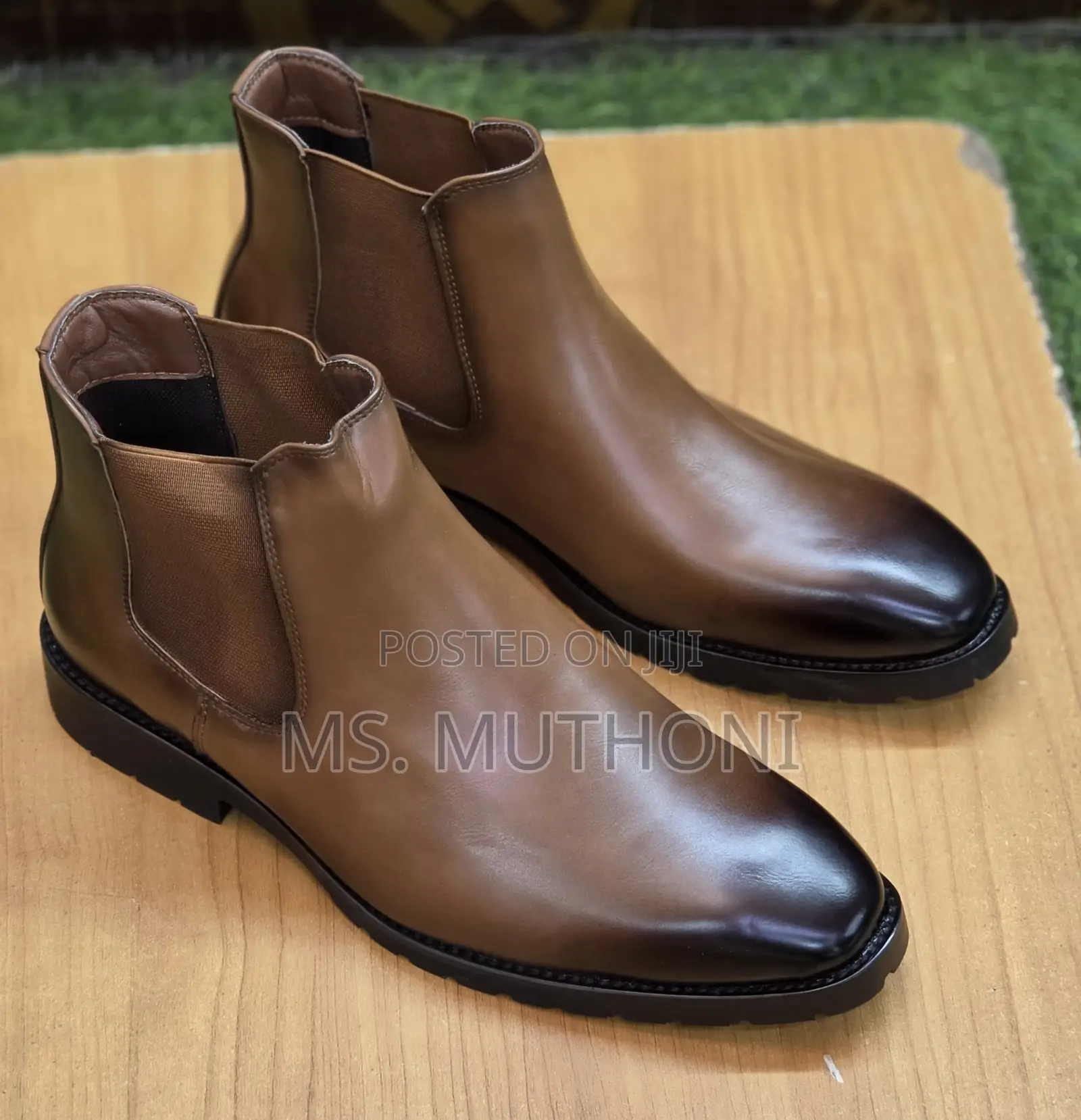 Brown Burnished Chelsea Boots Size 40-45