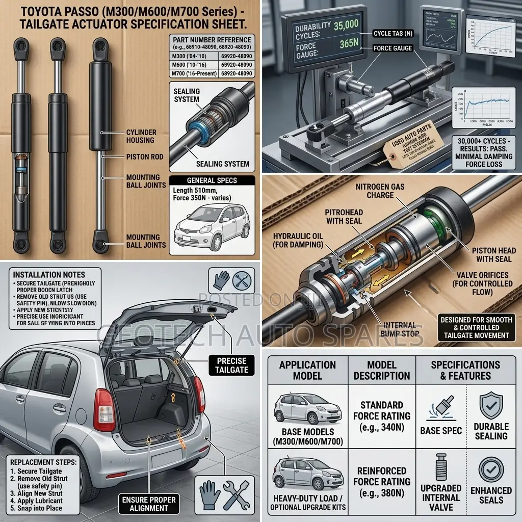 Toyota Passso Boot Shocks/ Boot Gas Struts/ Tailgate Lift Supports
