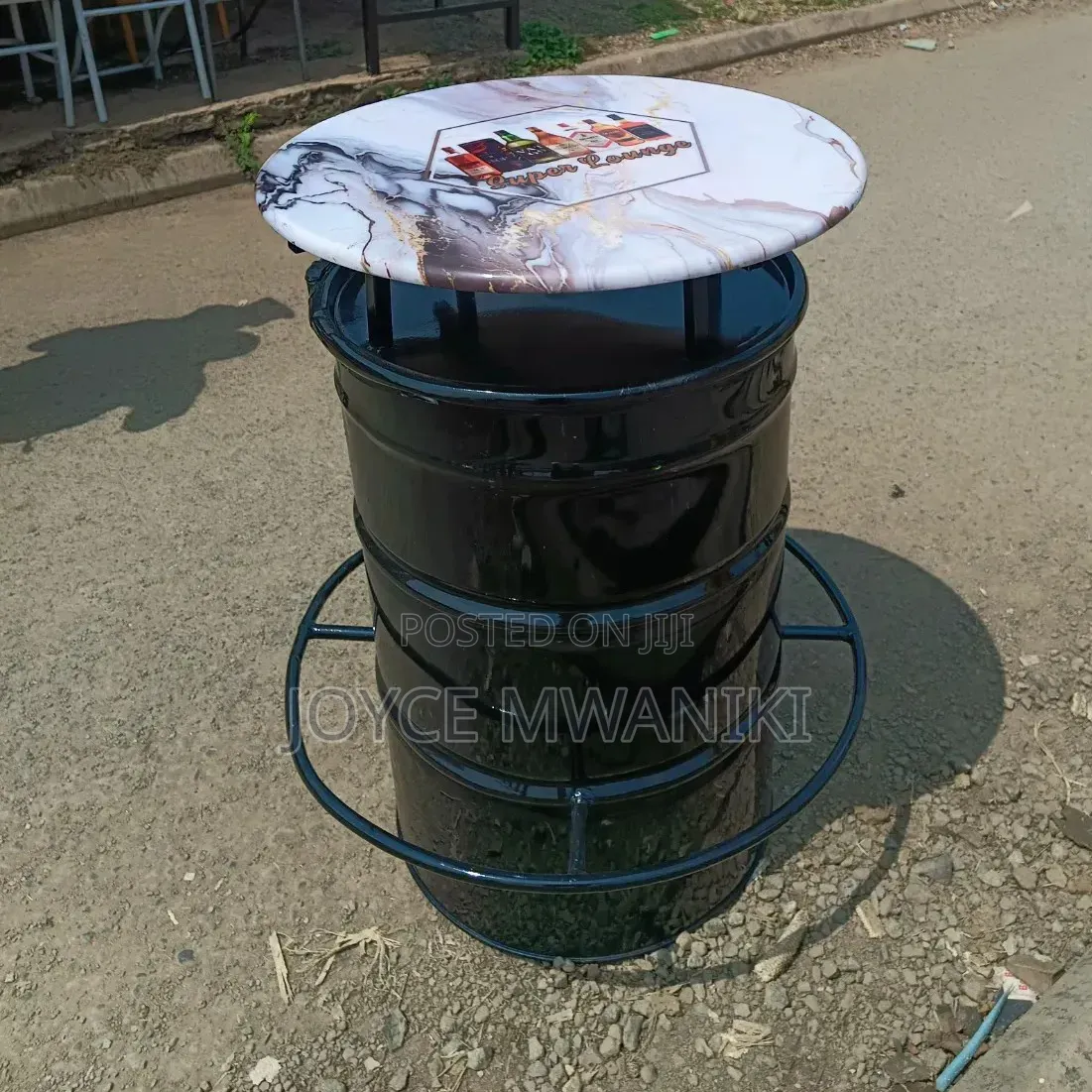 Bar Drum Table With Epoxy Table Top 