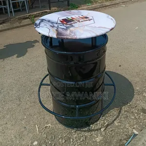 Bar Drum Table With Epoxy Table Top 